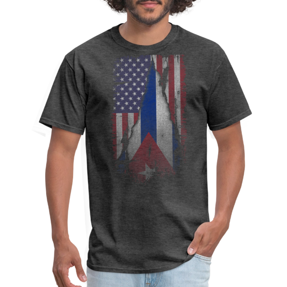 Cuba & USA Flag T-Shirt – Cuban American Pride Tee - heather black