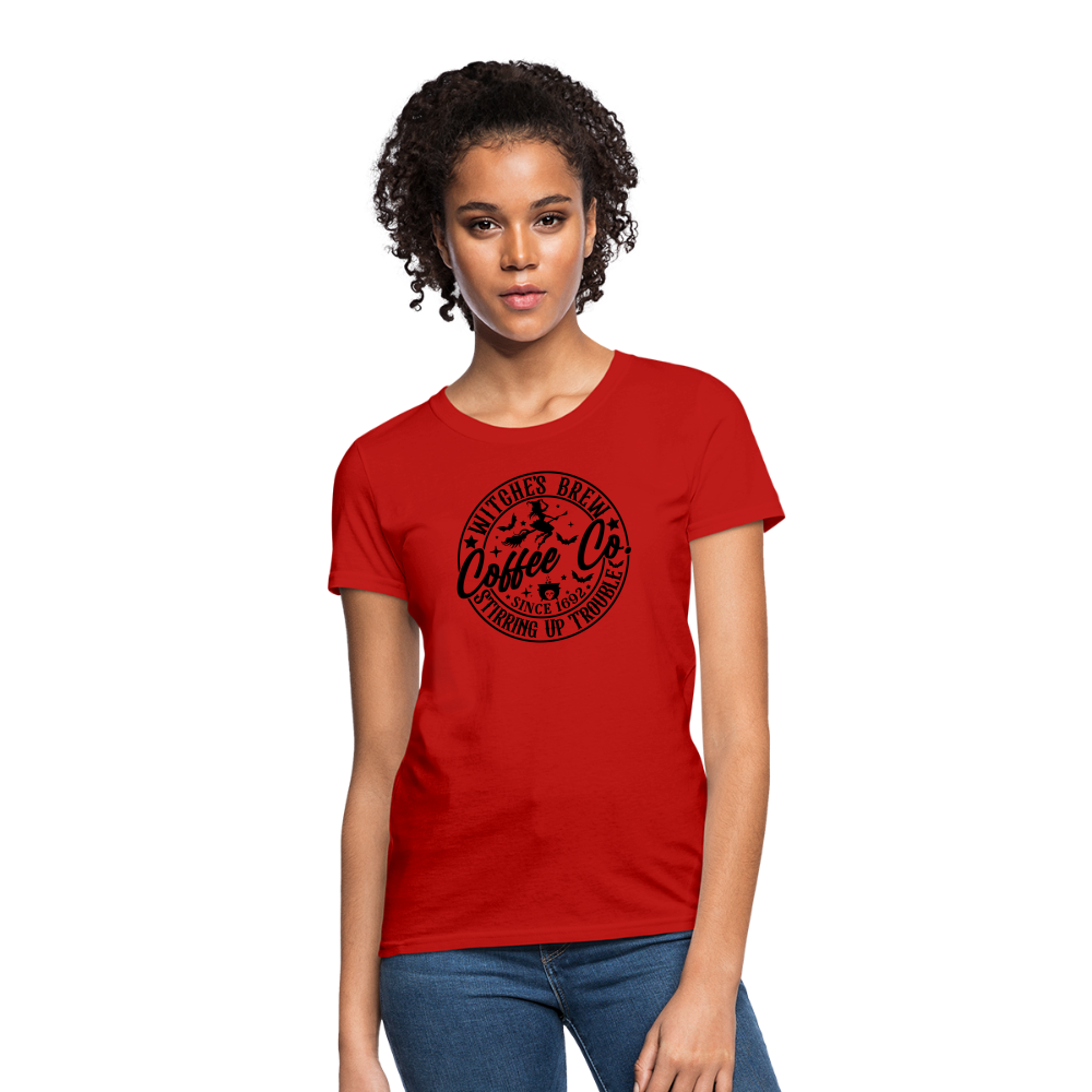 Witches Brew Coffee Co Women's Contoured T-Shirt (Halloween) - red