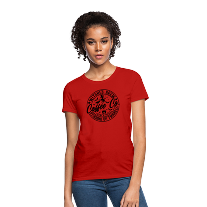 Witches Brew Coffee Co Women's Contoured T-Shirt (Halloween) - red