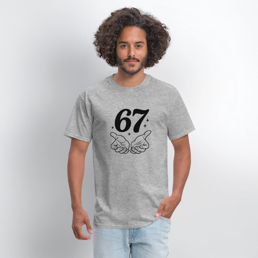 Six Seven 67 Hand Gesture T-Shirt - heather gray
