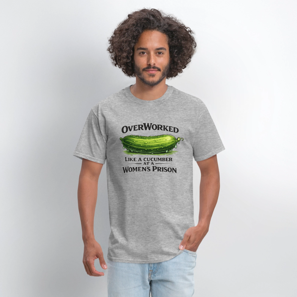 OverWorked Like a Cucumber Funny Adult Humor T-Shirt Color: White