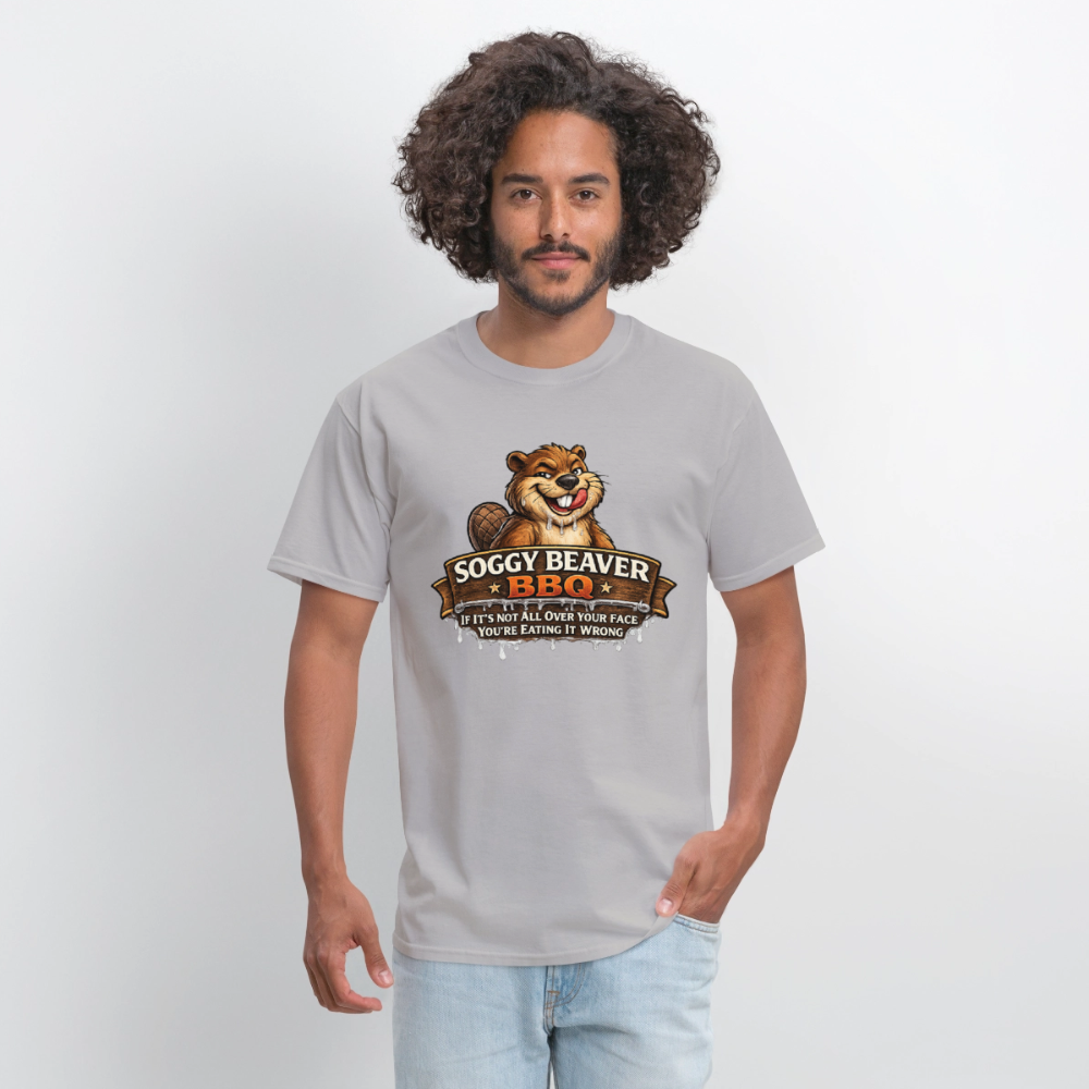Soggy Beaver BBQ Funny Graphic T-Shirt Color: Rock
