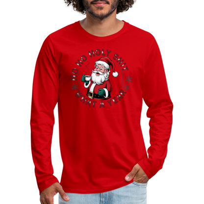 Ho Ho Holy Shit What A Year (Funny Christmas Santa) Men's Premium Long Sleeve T-Shirt - red