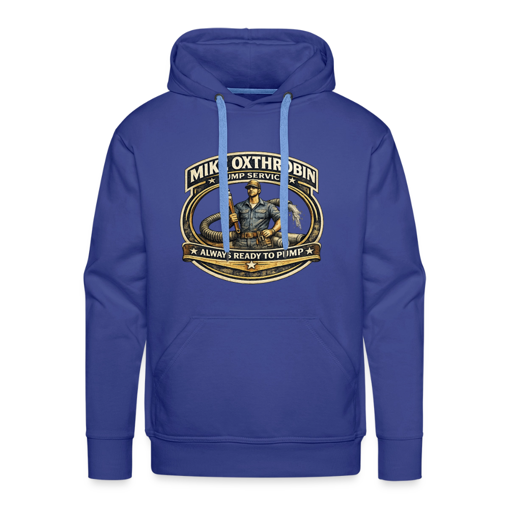Mike Oxthrobin Pump Service Hoodie Funny Adult Humor Color: royal blue