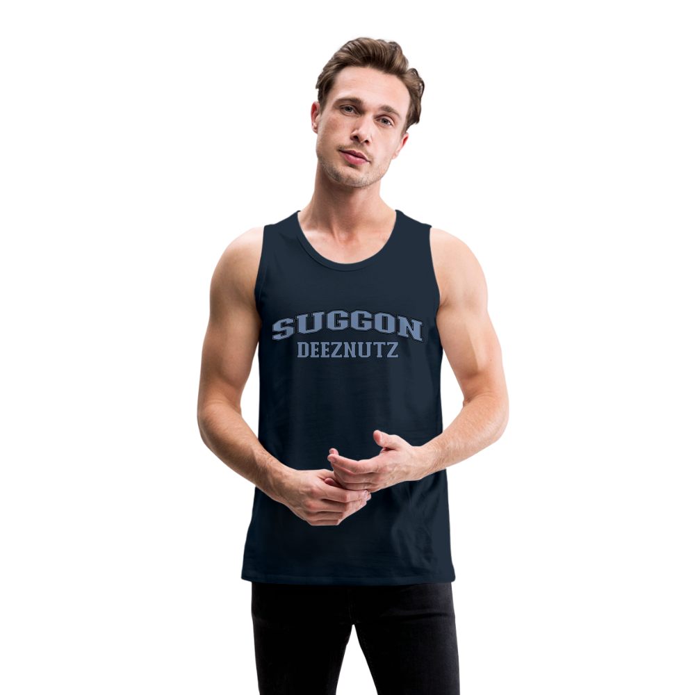 Suggon Deeznutz Tank Top (in Blue Ball Colors - Funny Sexual Humor) - deep navy