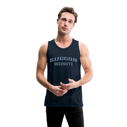 Suggon Deeznutz Tank Top (in Blue Ball Colors - Funny Sexual Humor) - deep navy