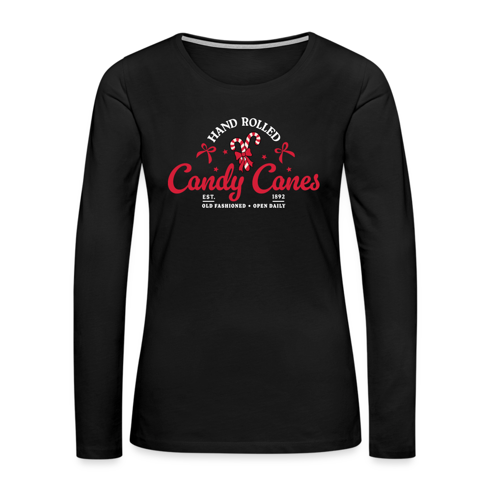 Hand Rolled Candy Canes Women's Premium Long Sleeve T-Shirt - black