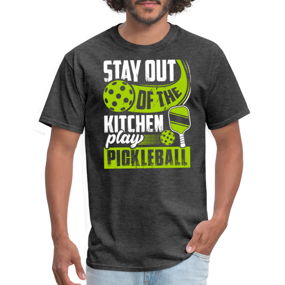 Stay Out Of The Kitchen Play Pickleball T-Shirt - heather black