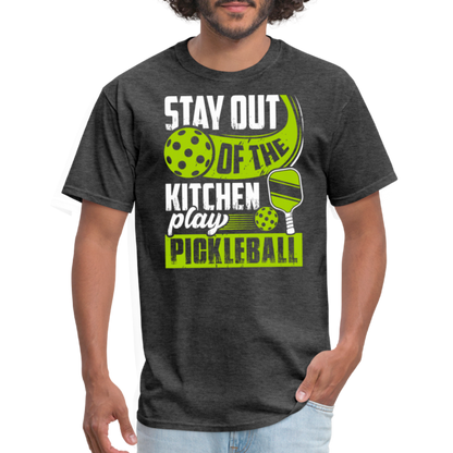 Stay Out Of The Kitchen Play Pickleball T-Shirt - heather black