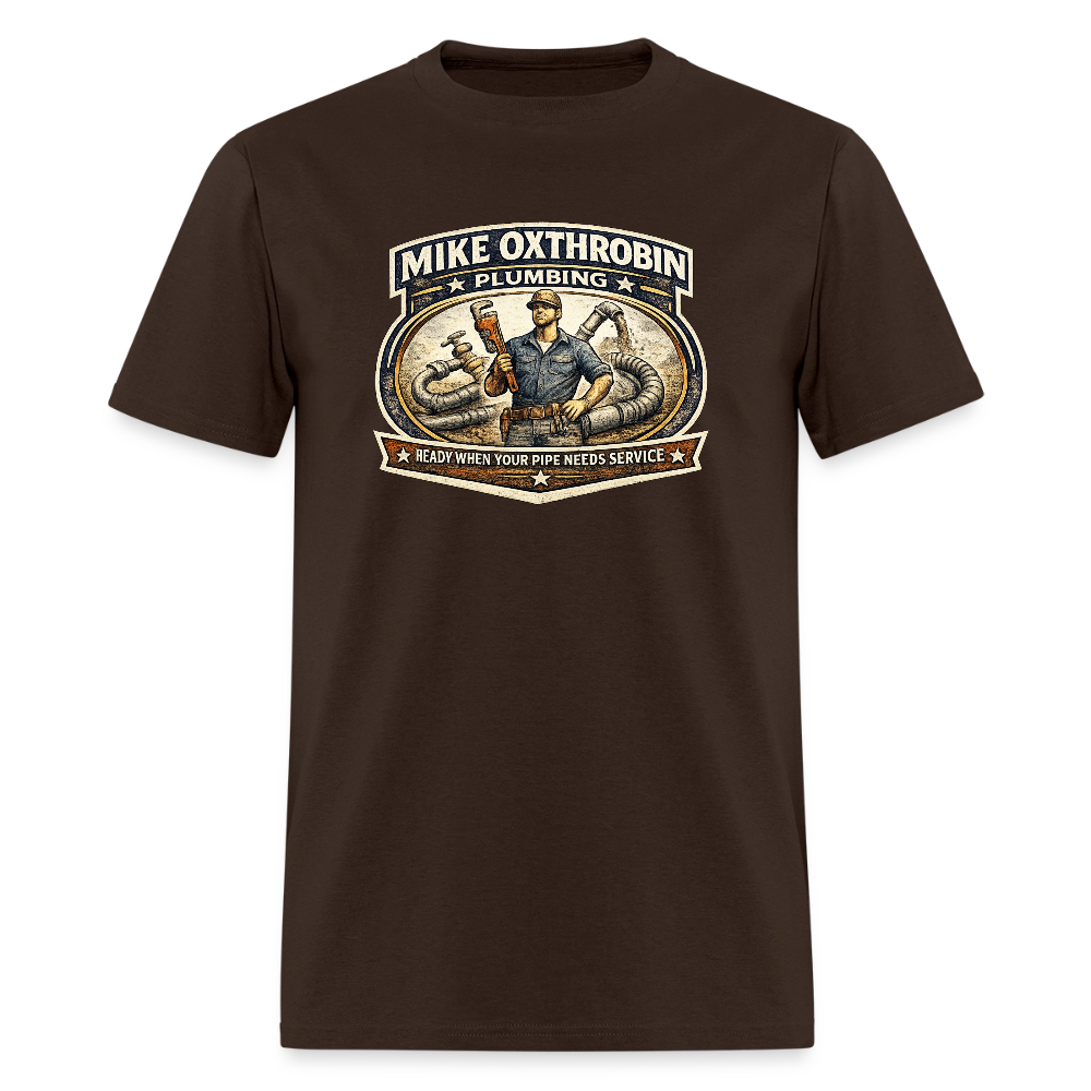 Mike Oxthrobin Plumbing T-Shirt Funny Adult Humor Tee Color: brown