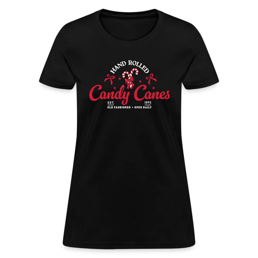 Hand Rolled Candy Canes Women's Contoured T-Shirt - black