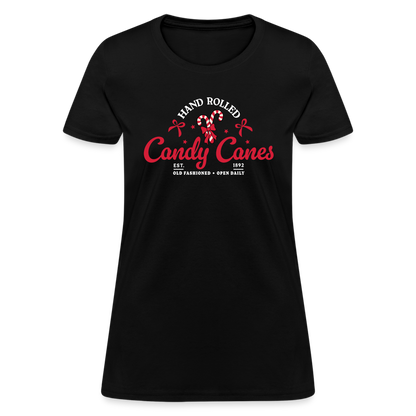 Hand Rolled Candy Canes Women's Contoured T-Shirt - black