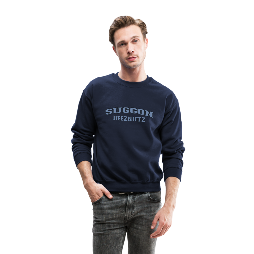 Suggon Deeznutz Sweatshirt (in Blue Ball Colors - Funny Sexual Humor) - navy