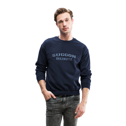 Suggon Deeznutz Sweatshirt (in Blue Ball Colors - Funny Sexual Humor) - navy