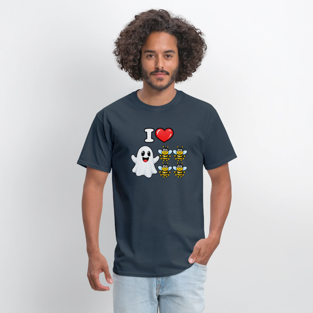 I Heart Boo Bees T-Shirt – Funny Halloween Adult Humor -  blue dusk