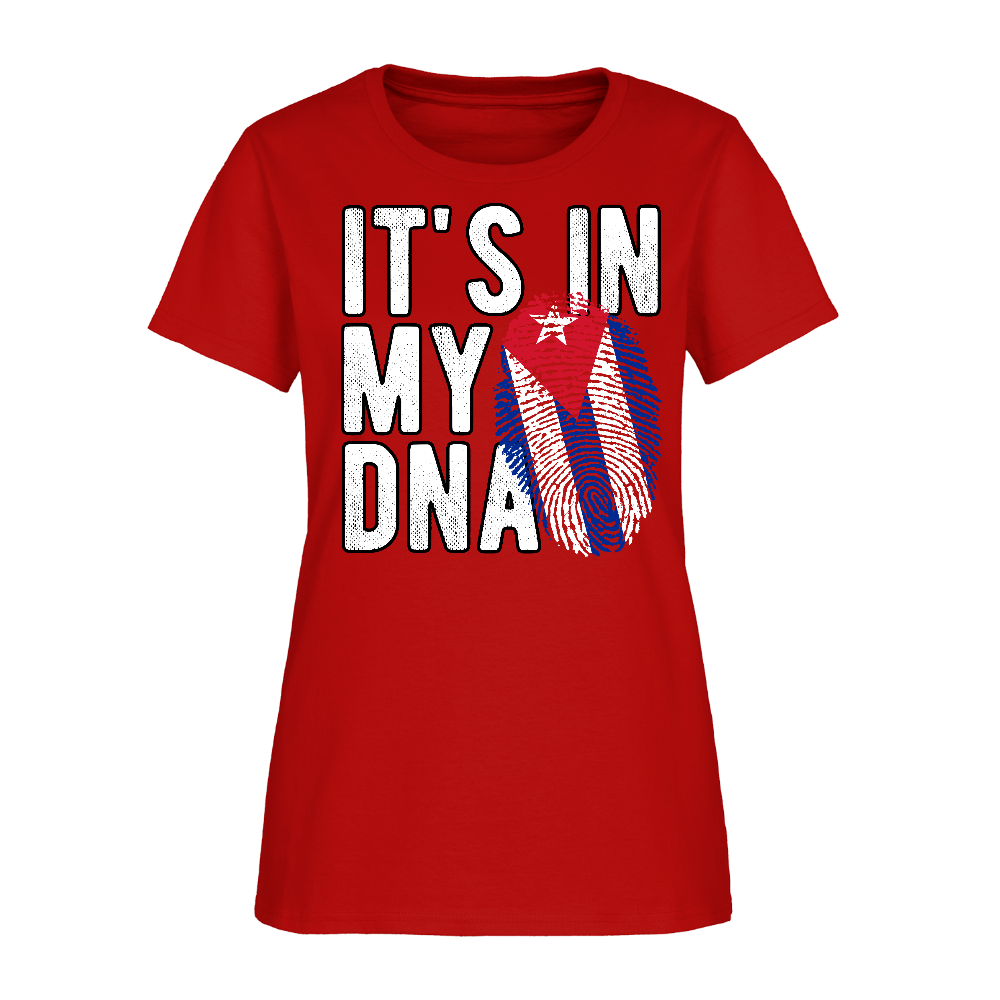 Cuban DNA Women’s T-Shirt – Fingerprint Flag Tee - red