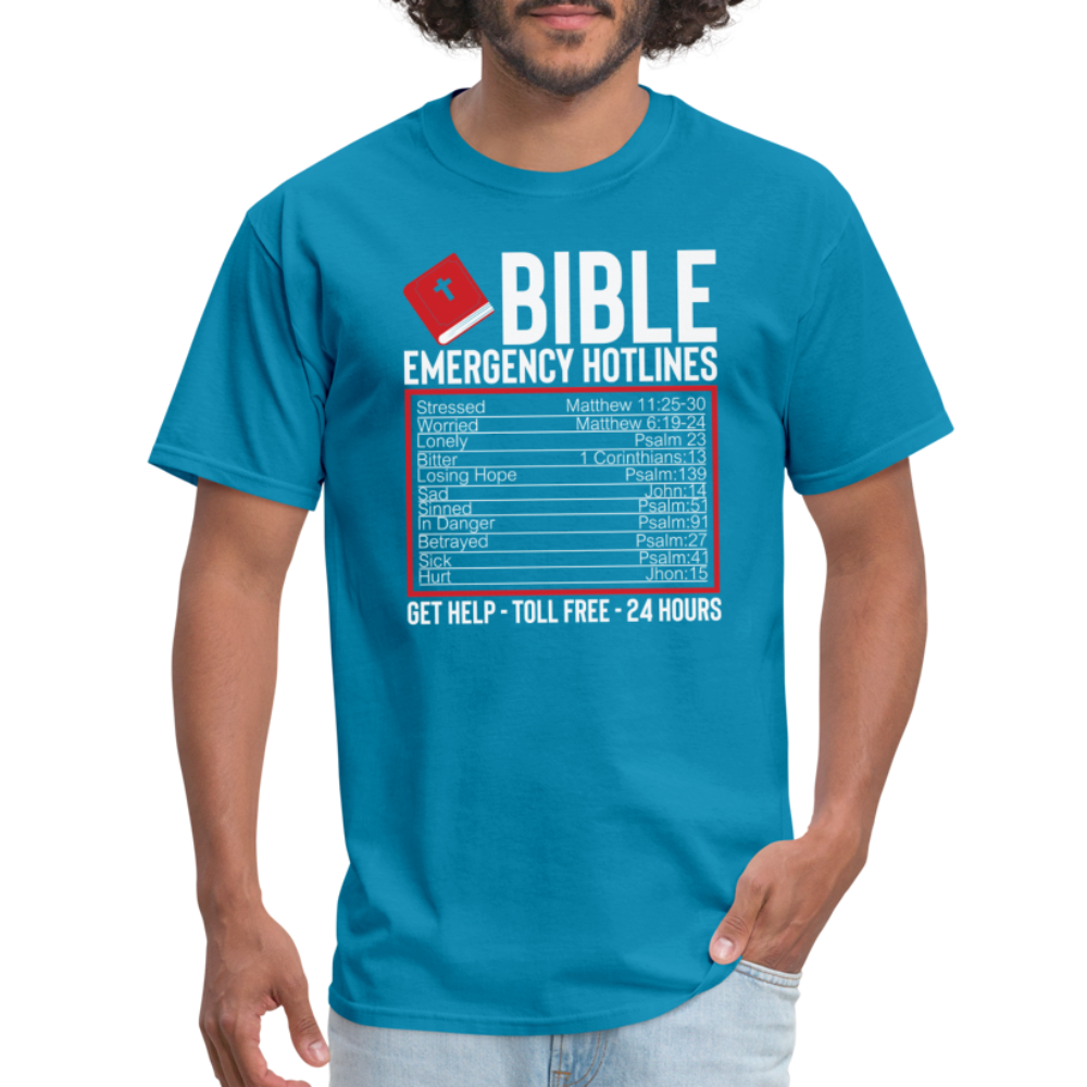 Bible Emergency Hotline (Scriptures) T-Shirt - turquoise