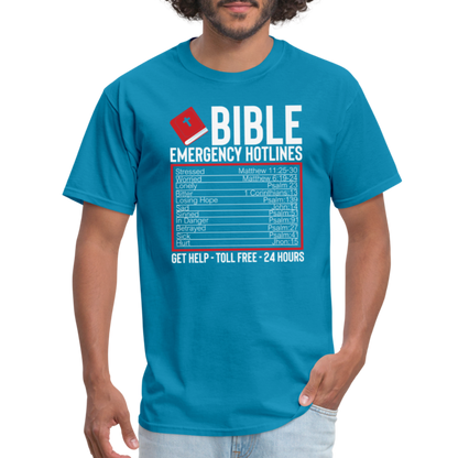 Bible Emergency Hotline (Scriptures) T-Shirt - turquoise