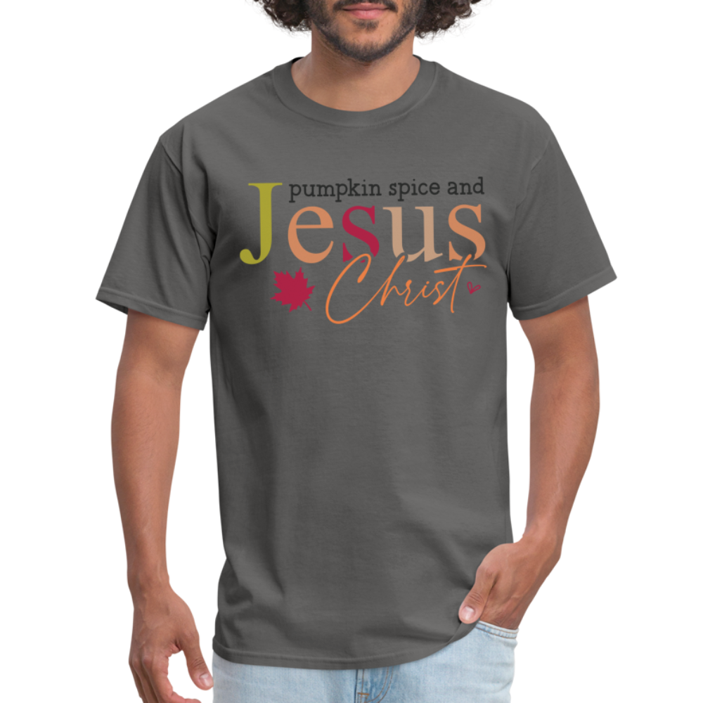 Pumpkin Spice and Jesus Christ T-Shirt - charcoal