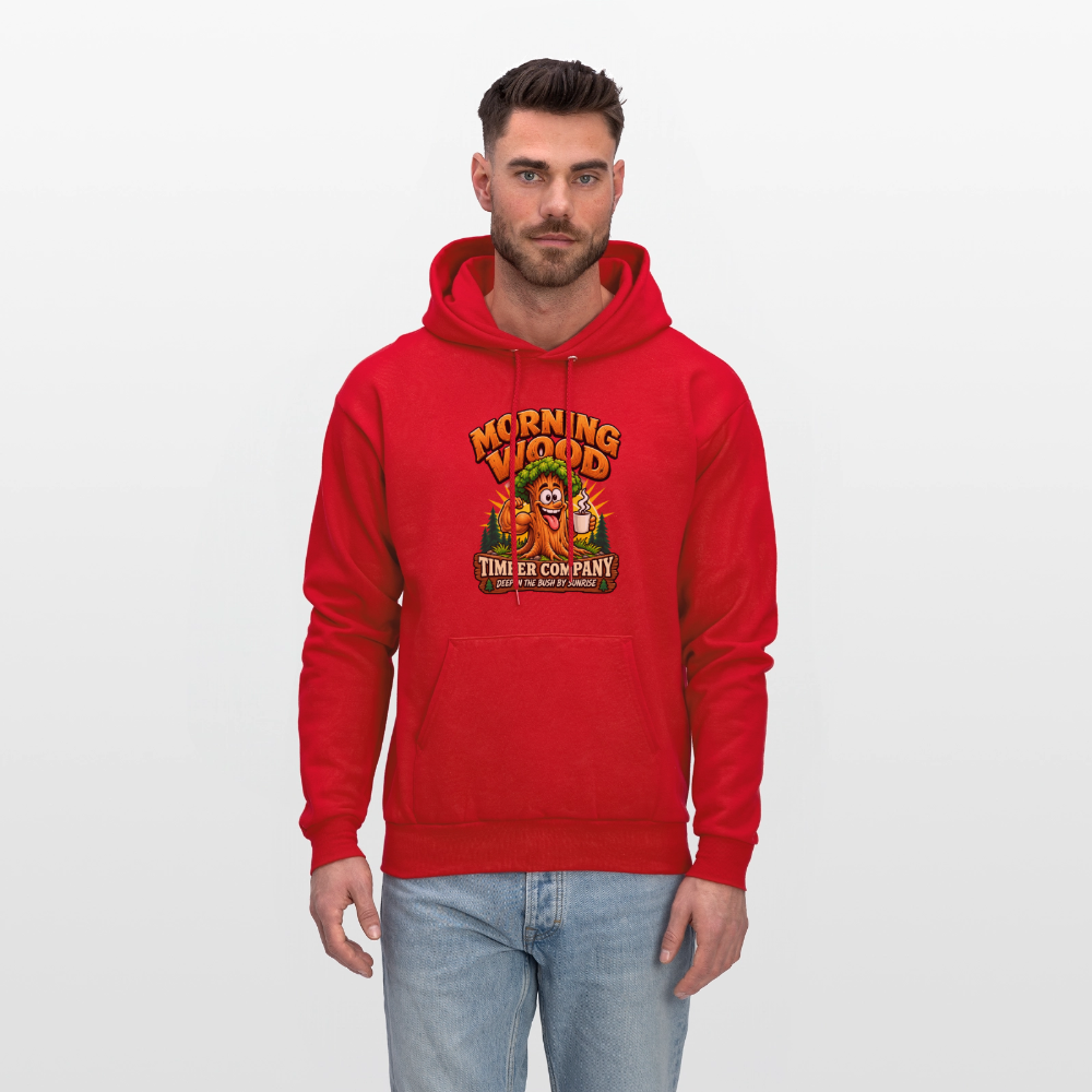 Morning Wood Timber Company Funny Adult Humor Hoodie Color: Heather Gray