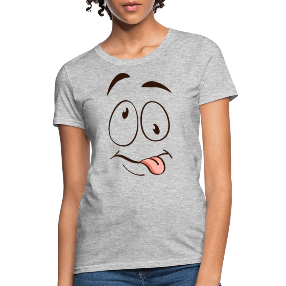 Silly Face Emotion with Tongue Women's Contoured T-Shirt - heather gray
