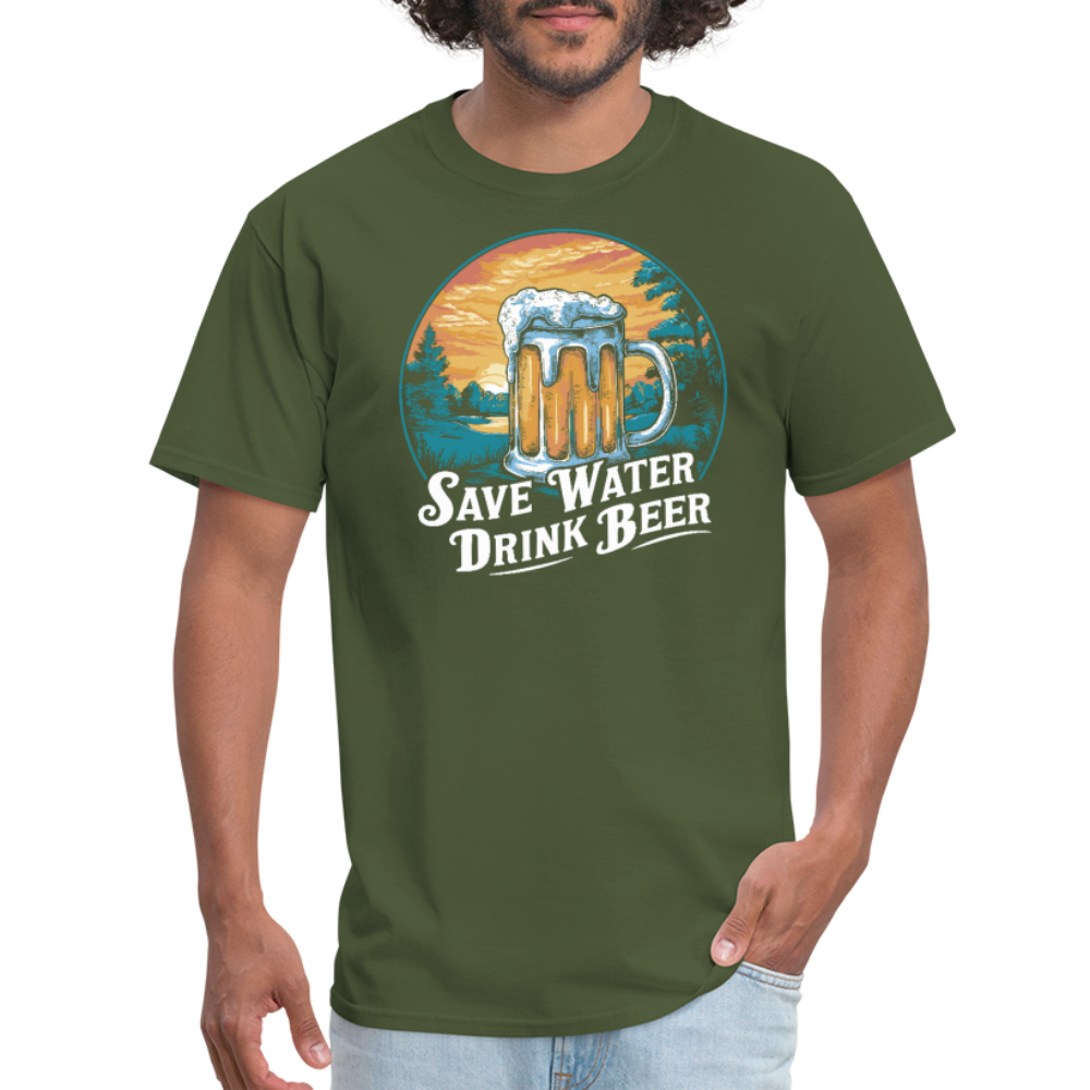 Save Water Drink Beer (Funny Drinking) T-Shirt - military green