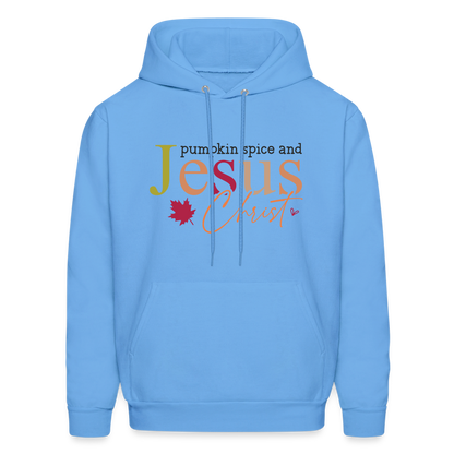 Pumpkin Spice and Jesus Christ Hoodie - carolina blue