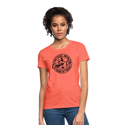 Witches Brew Coffee Co Women's Contoured T-Shirt (Halloween) - heather coral