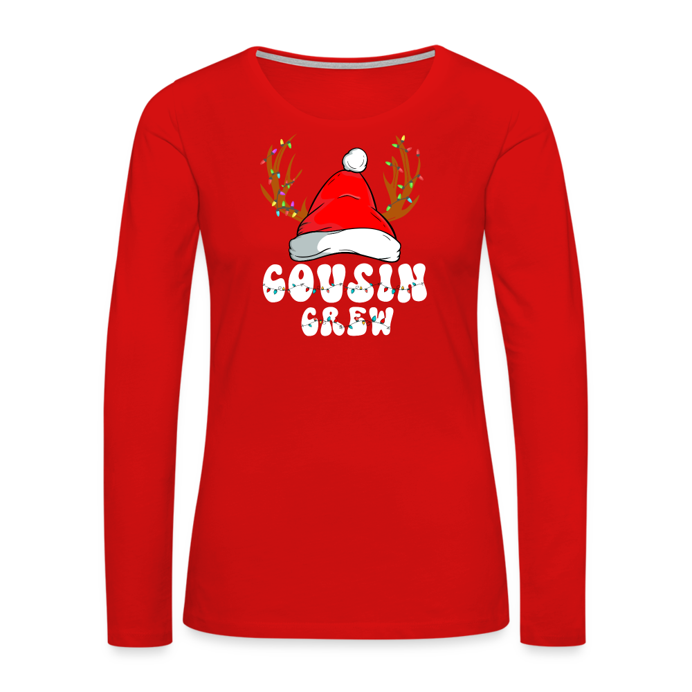 Cousin Crew Christmas Women's Premium Long Sleeve T-Shirt - red