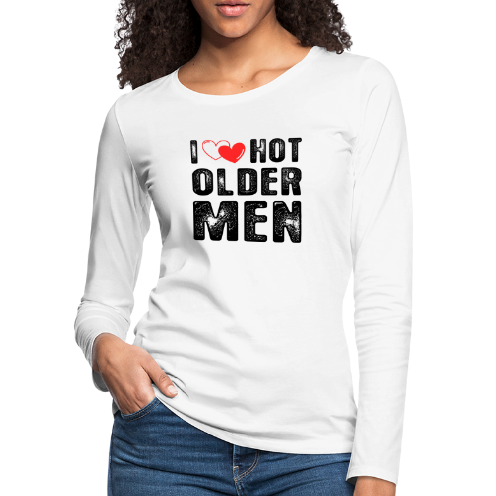 I Heart Hot Older Men (I Love Hot Older Men) Women's Premium Long Sleeve T-Shirt - white