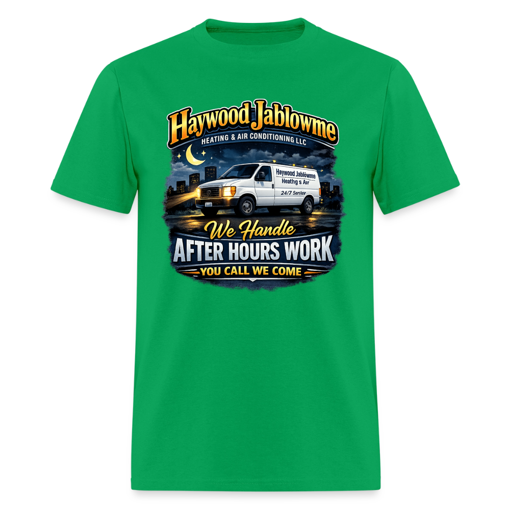 Haywood Jablowme Funny HVAC T-Shirt Color: Bright Green