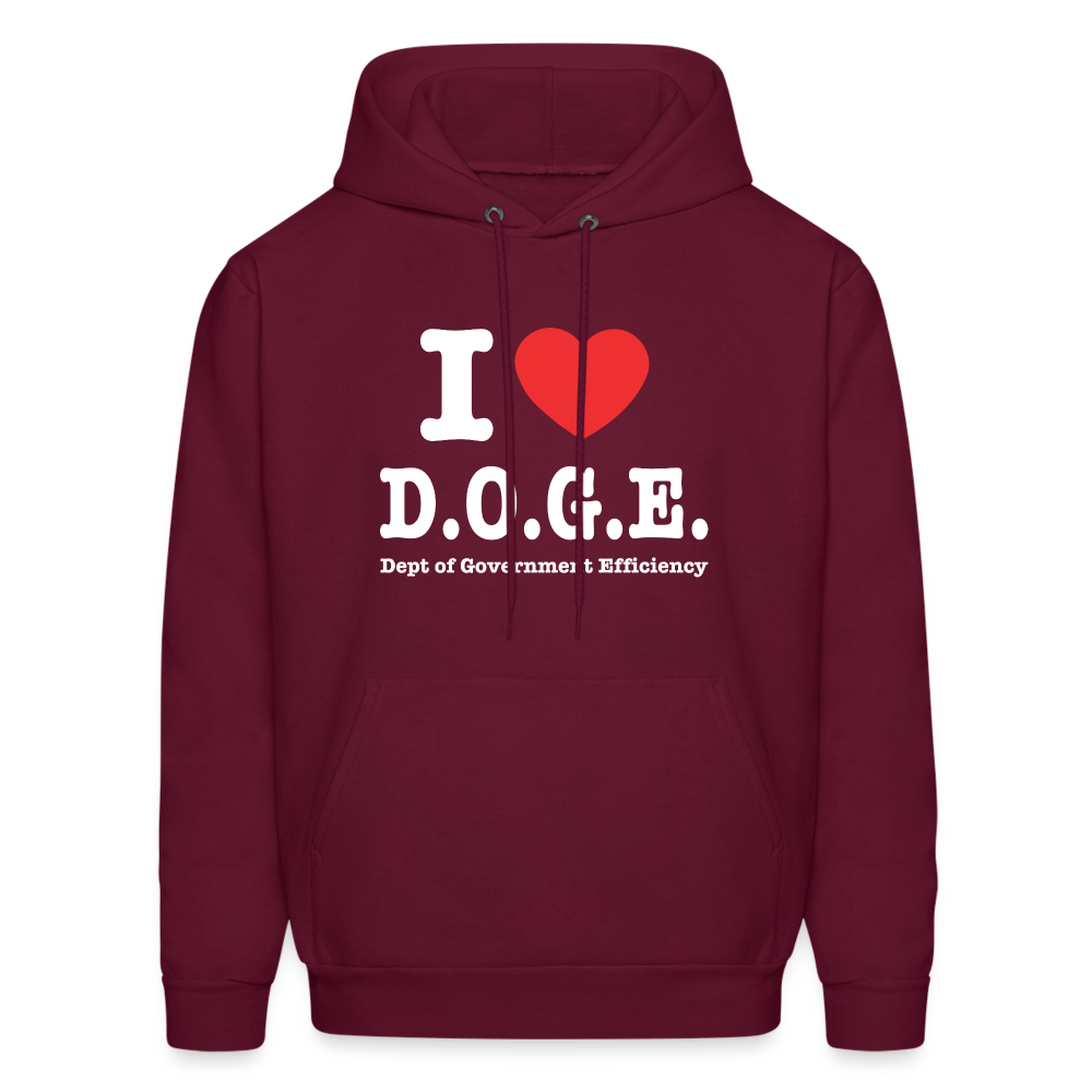 I Love DOGE (Dept of Government Efficiency) Hoodie - burgundy