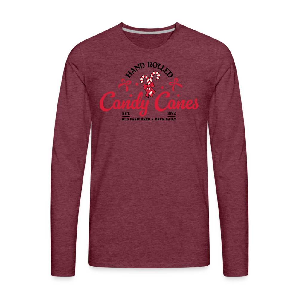 Hand Rolled Candy Canes Men's Premium Long Sleeve T-Shirt - heather burgundy