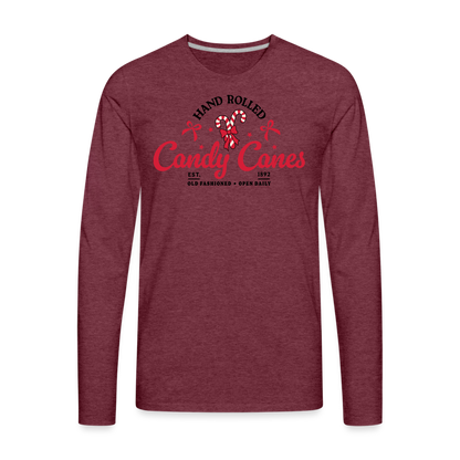 Hand Rolled Candy Canes Men's Premium Long Sleeve T-Shirt - heather burgundy