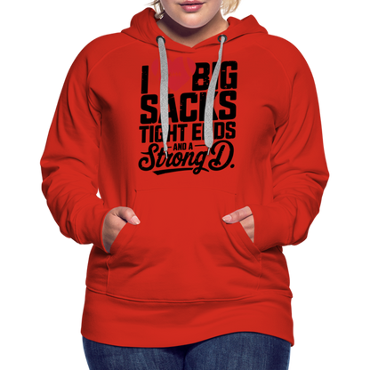 I Love Big Sacks Tight Ends and A Strong D Women’s Premium Hoodie (Football Season) - red