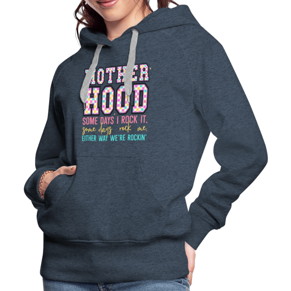 Motherhood Rocking It Funny Women’s Hoodie - heather denim