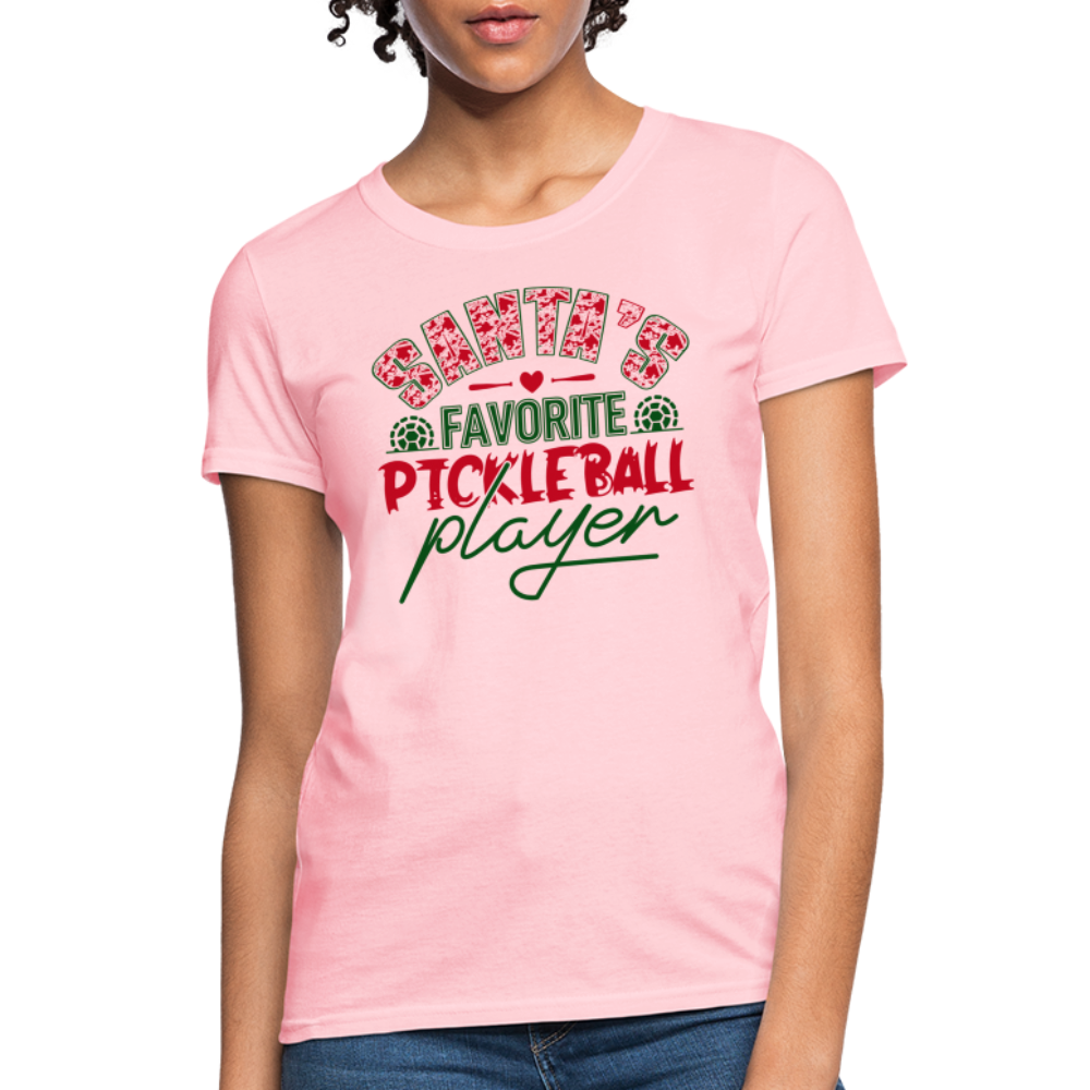 Santa's Favorite Pickleball Player Women's Contoured T-Shirt - pink