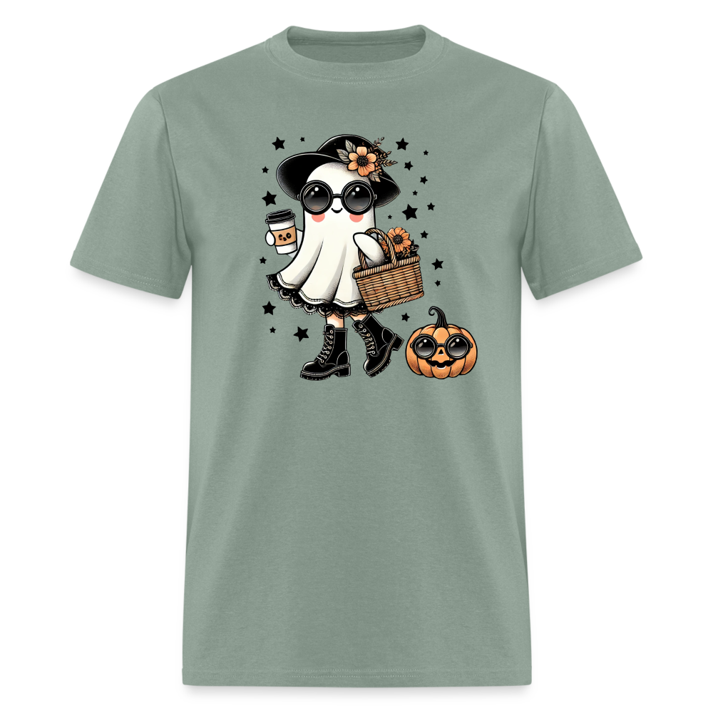 Cute Halloween Mom Ghost T-Shirt - sage