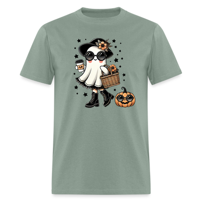 Cute Halloween Mom Ghost T-Shirt - sage