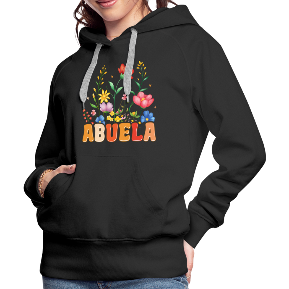 Abuela Women’s Premium Hoodie with Floral Design - black