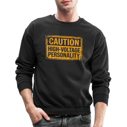 Caution High Voltage Personality Sweatshirt - black