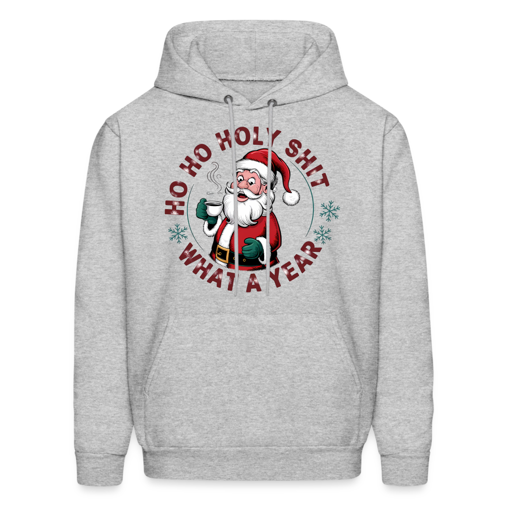 Ho Ho Holy Shit What A Year (Funny Christmas Santa) Hoodie - heather gray