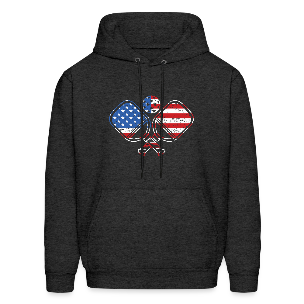 American Flag Pickleball Paddle Hoodie - charcoal grey