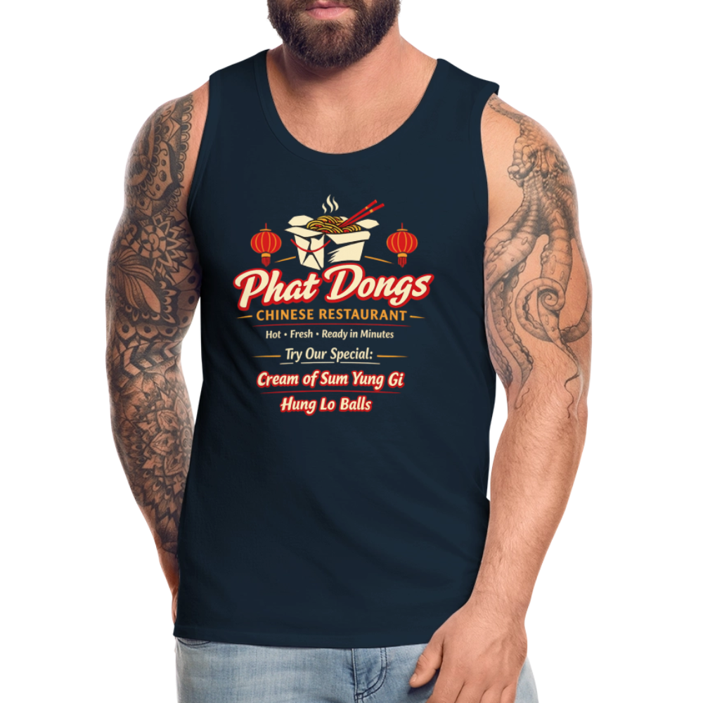 Phat Dongs Funny Chinese Restaurant Tank Top - deep navy