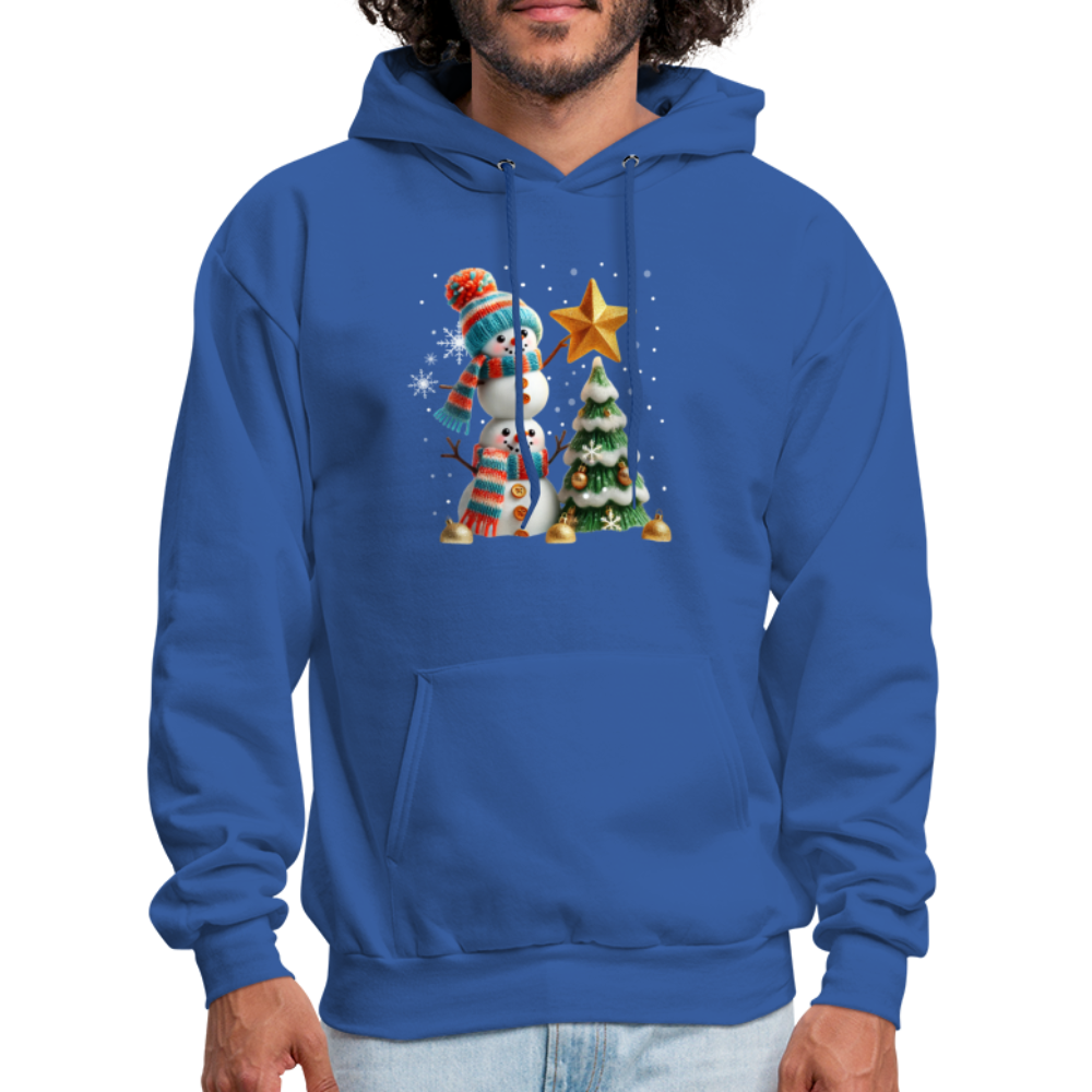 Cute Christmas Funny Snowman Decorating Tree Hoodie - royal blue