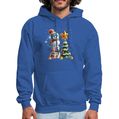 Cute Christmas Funny Snowman Decorating Tree Hoodie - royal blue