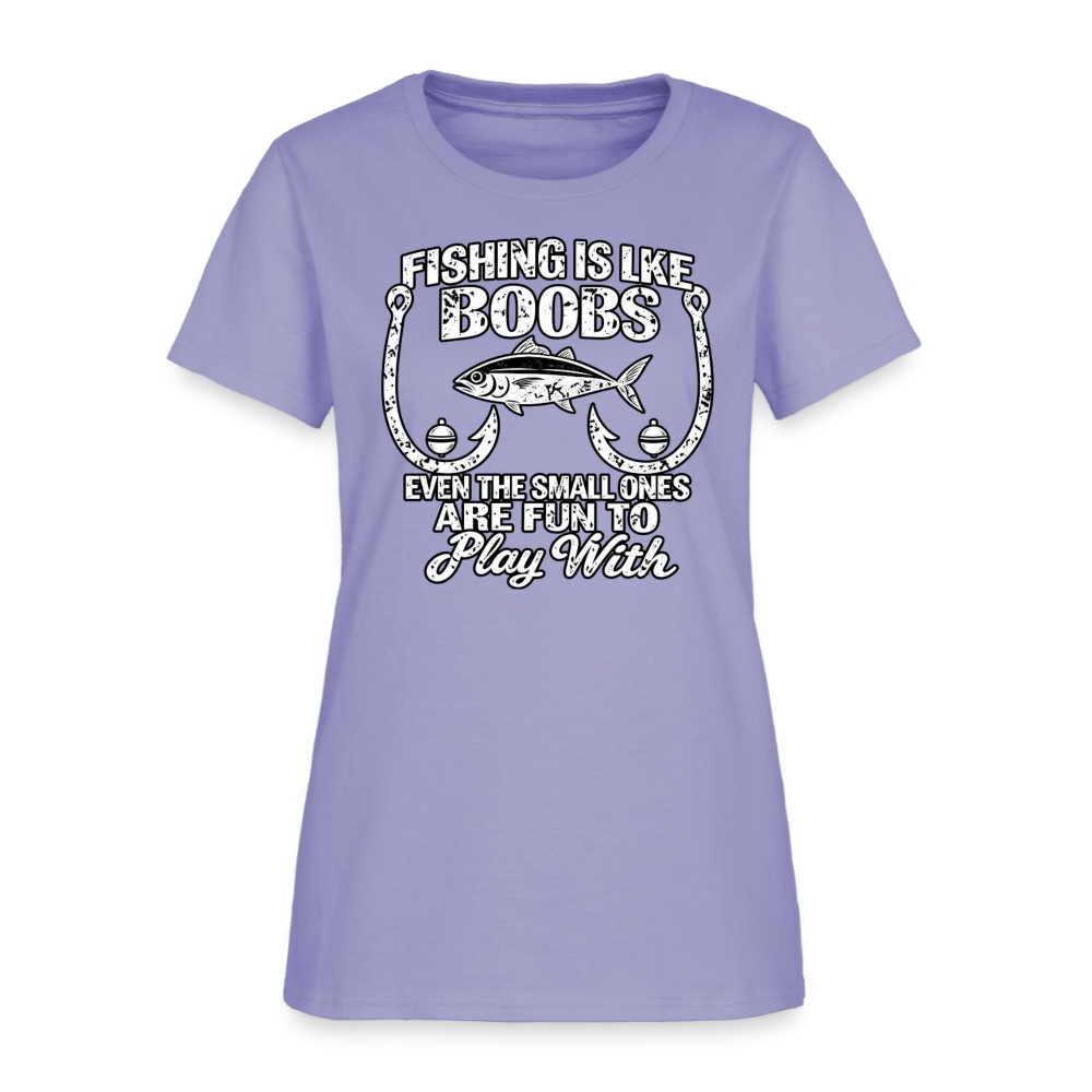 Fishing Is Like Boobs – Funny Women’s Fishing T-Shirt Color: Lavender