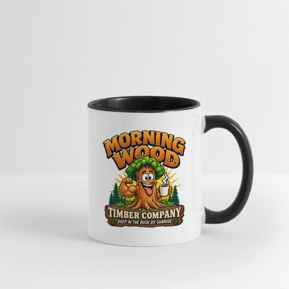 Morning Wood Timber Company Funny Ceramic Coffee Mug – Adult Humor Color: White/Black