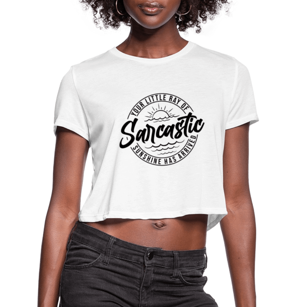 Sarcastic Sunshine Cropped Tee for Women - white