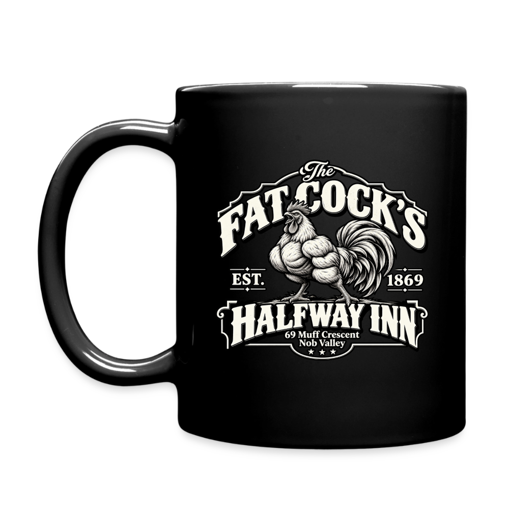 Fat Cock’s Halfway Inn Black Coffee Mug - black